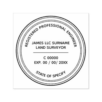 Land Surveyor Engineer Professional Round Self-inking Stamp by mensgifts at Zazzle