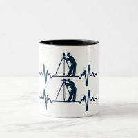 Land Surveyor Heartbeat Two-Tone Coffee Mug