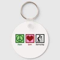 Land Surveyor Peace Love Surveying Company Keychain