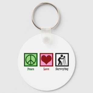 Land Surveyor Peace Love Surveying Company Keychain