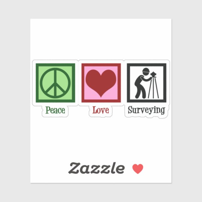 Land Surveyor Peace Love Surveying Company Sticker (Sheet)