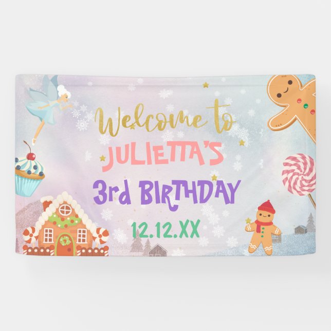 Land Sweet Sugar Plum Fairy Gingerbread Birthday  Banner (Horizontal)