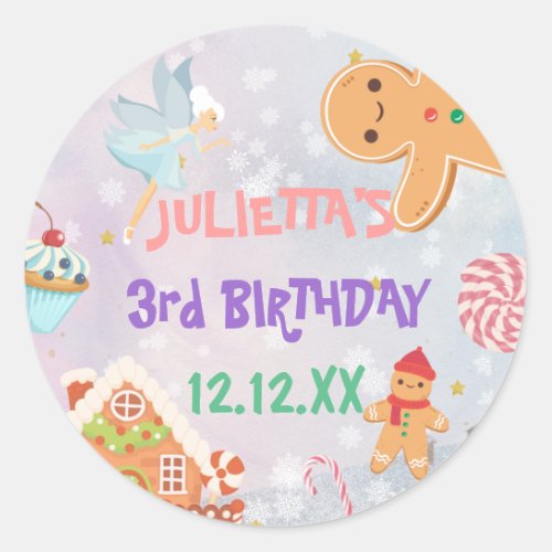 Land Sweet Sugar Plum Fairy Gingerbread Birthday Classic Round Sticker