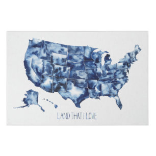 Land that I Love - United States Map Faux Canvas Print
