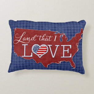 Land that I LOVE - US heart & flag Decorative Pillow