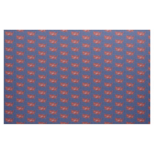 Land that I LOVE - US heart & flag Fabric