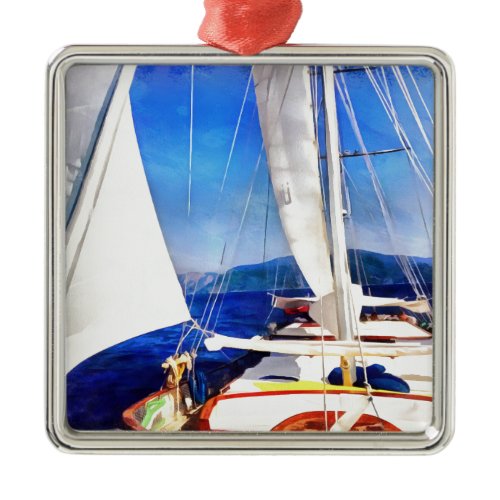 Land Was Created For Boats To Visit Sailing Art Metal Ornament
