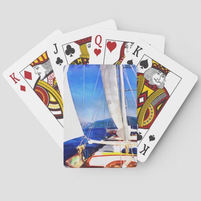 Land Was Created For Boats To Visit Sailing Art Poker Cards (Back)