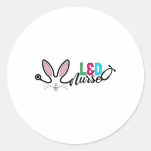 Landd Nurse Bunny Easter Stethoscope Labor And Del Classic Round Sticker