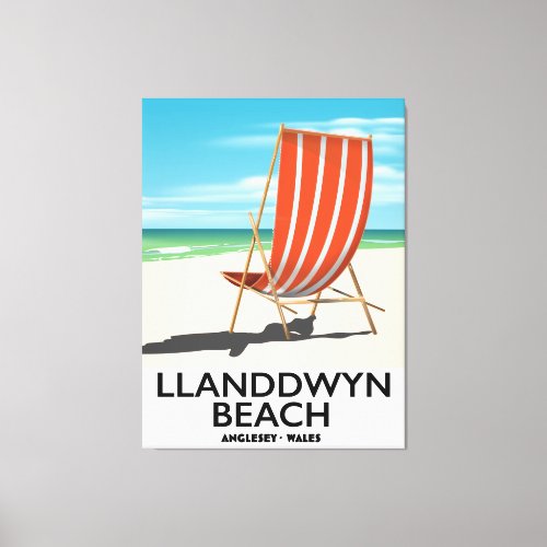 landdwyn Beach Anglesey Wales travel poster Canvas Print