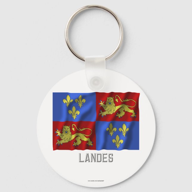 Landes waving flag with name keychain (Front)