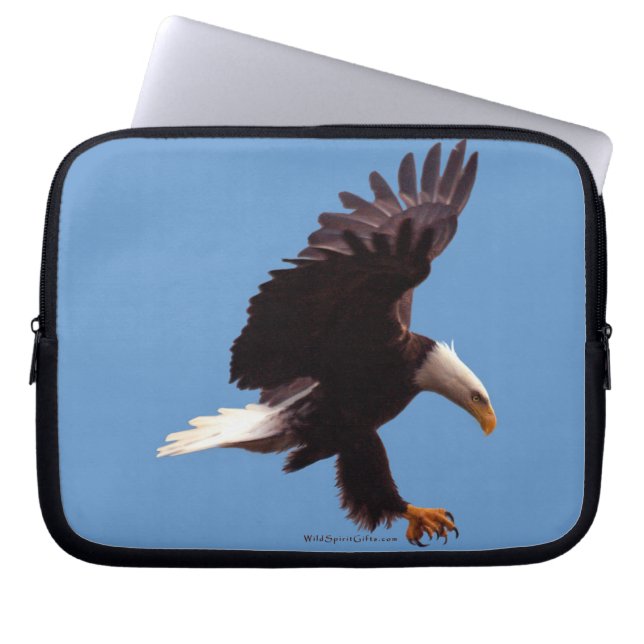 Landing Bald Eagle Wildlife Photo Art Laptop Sleeve (Front)