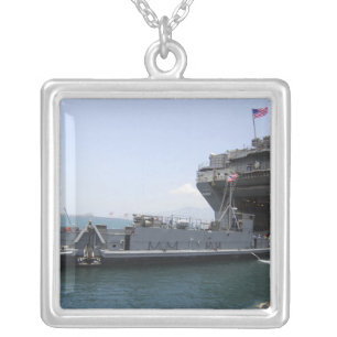 Landing Craft Utility moving into position Silver Plated Necklace