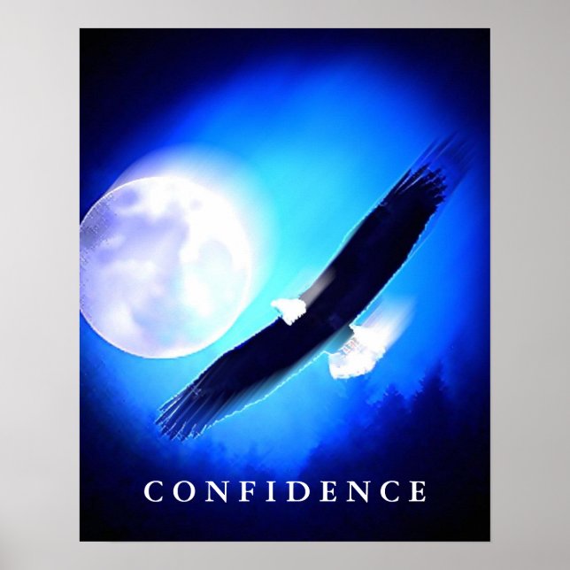 Landing Eagle Confidence Blue Night Art Posters (Front)