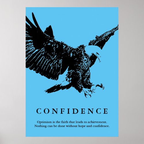 Landing Eagle Motivational Confidence Blue Poster