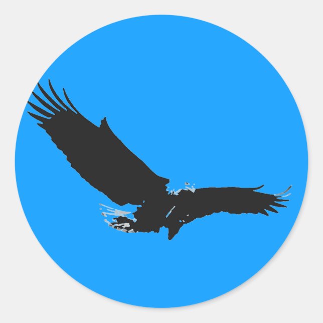 Landing Eagle Silhouette Classic Round Sticker (Front)