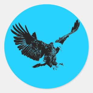 Landing Eagle Silhouette Classic Round Sticker