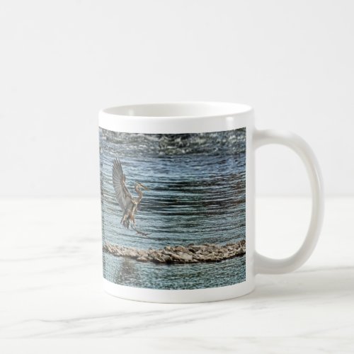 Landing Great Blue Heron Wildlife Birdlover Design Coffee Mug