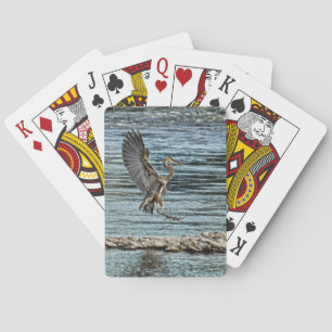 Landing Great Blue Heron Wildlife Birdlover Design Poker Cards