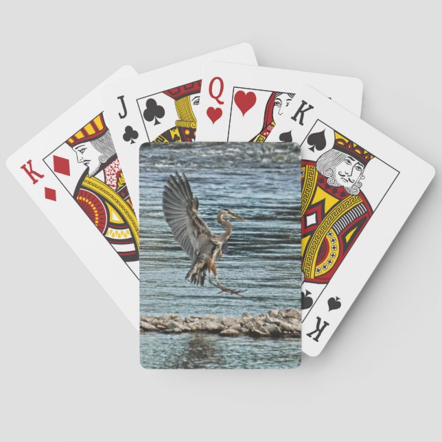 Landing Great Blue Heron Wildlife Birdlover Design Poker Cards (Back)