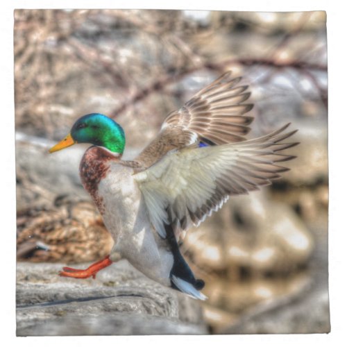 Landing Mallard Drake Wildlife Gift Cloth Napkin