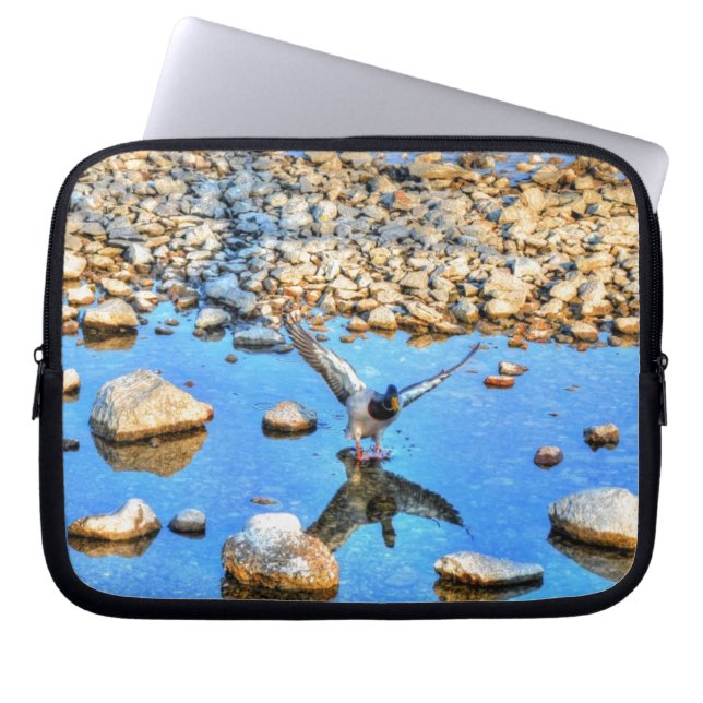 Landing Mallard Duck Drake 12 Wildlife Photo Laptop Sleeve (Front)