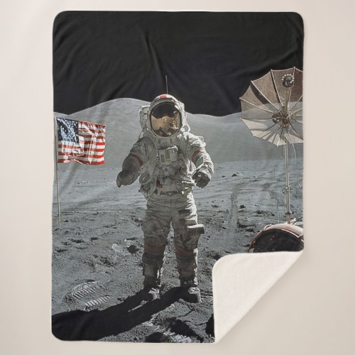 Landing on the Moon Sherpa Blanket
