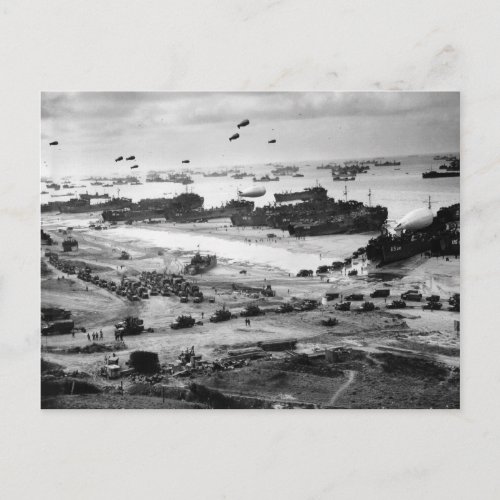 Landing Ships Putting Cargo Ashore on Omaha Beach Postcard
