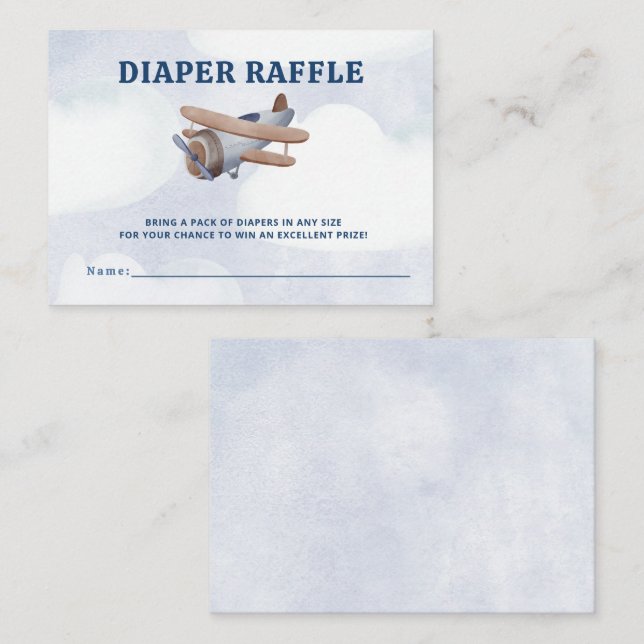 Landing Soon Airplane Baby Shower Diaper Raffle Enclosure Card (Front/Back)