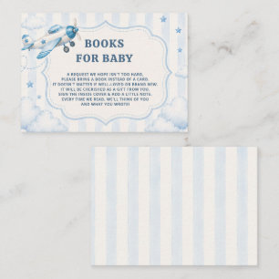 Landing Soon Boy Airplane Baby Shower Book Request Enclosure Card