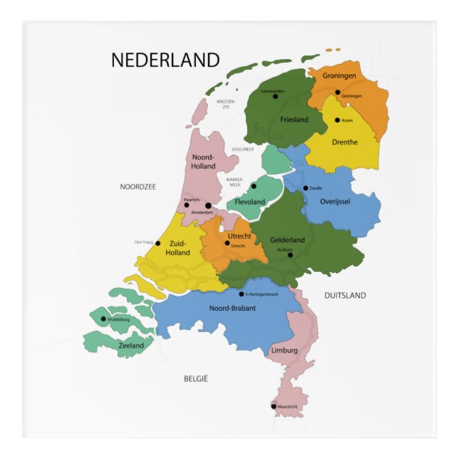 Landkaart Nederland Acryl muurkunst Acrylic Print (Front)