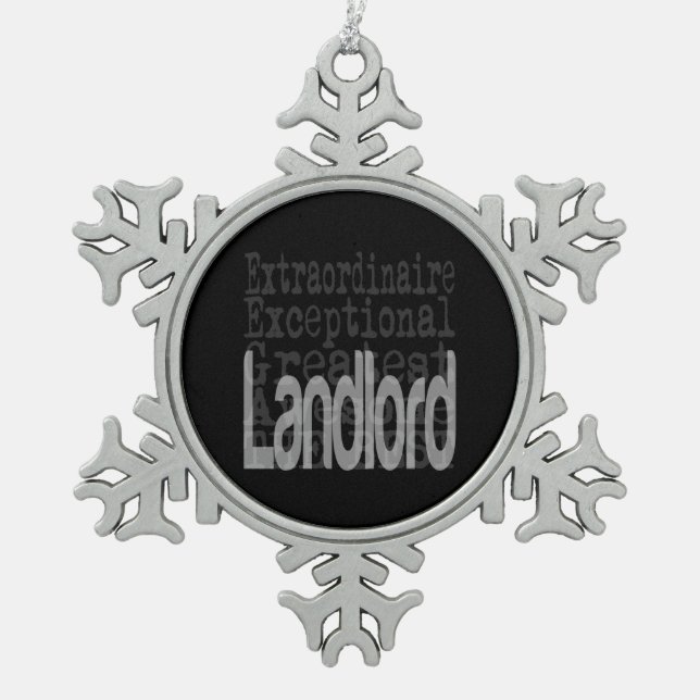 Landlord Extraordinaire Snowflake Pewter Christmas Ornament (Front)