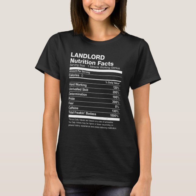 Landlord Nutrition Facts T-Shirt (Front)