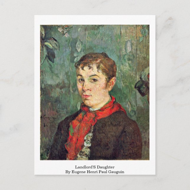 Landlord'S Daughter By Eugene Henri Paul Gauguin Postcard (Front)