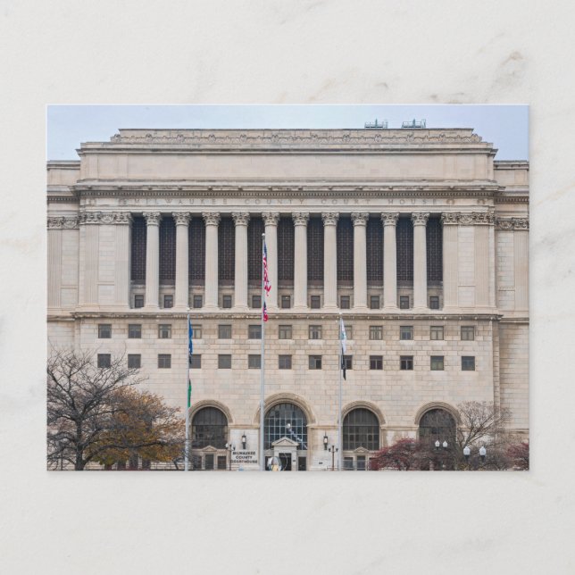 landmark milwaukee county courthouse holiday postcard (Front)