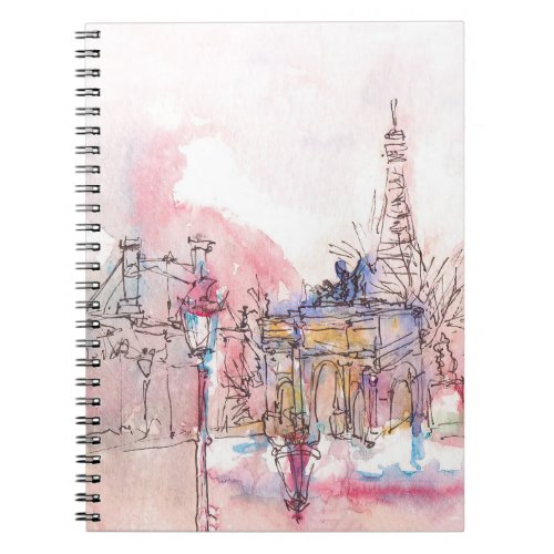 Landmark of Paris with watercolor in a rainy day _ Notebook