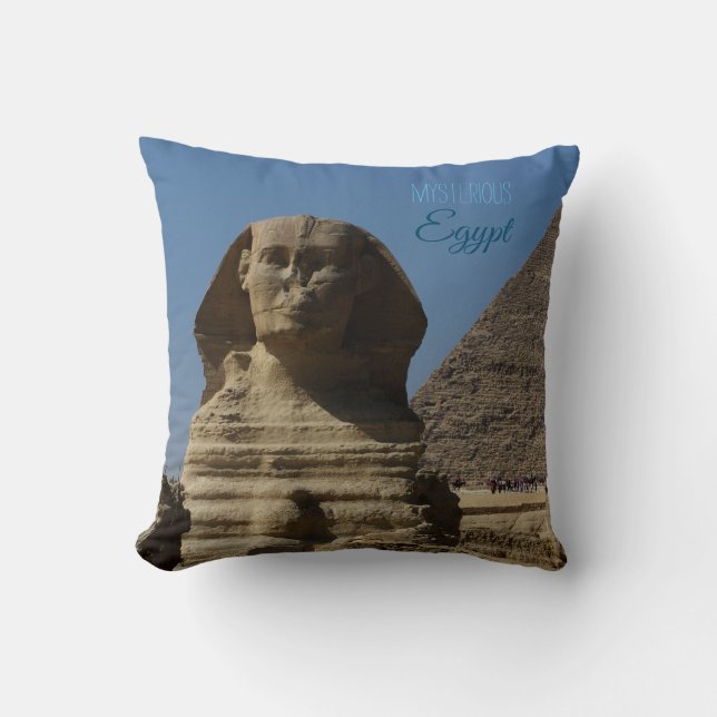 Landmark Sphinx Statue Giza Cairo Egypt Souvenir Throw Pillow (Front)