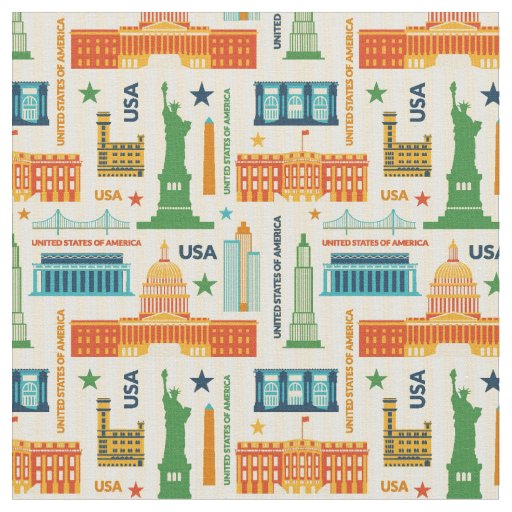 Landmarks of United States of America Fabric