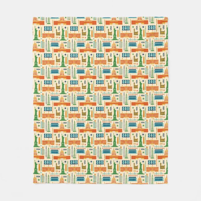 Landmarks of United States of America Fleece Blanket (Front)