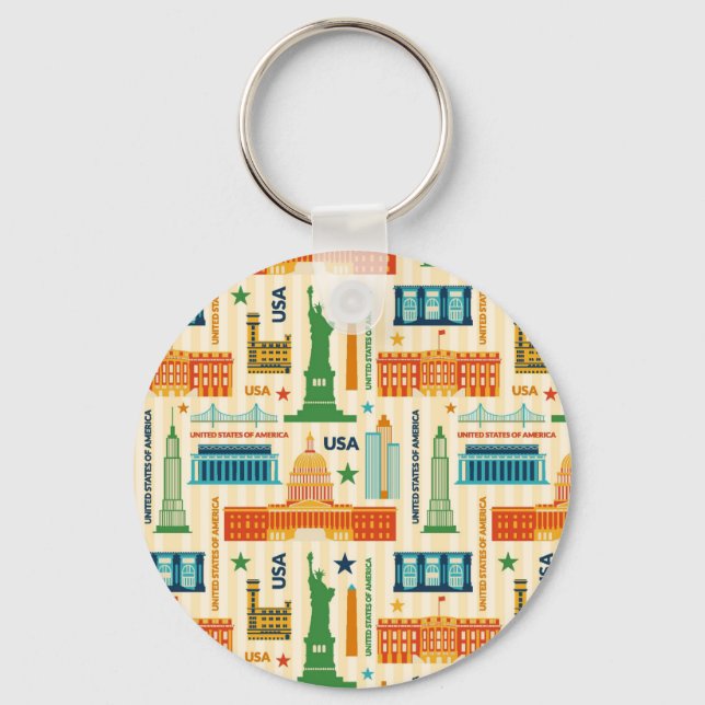Landmarks of United States of America Keychain (Front)