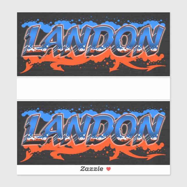 Landon First Name Graffiti Sticker (Sheet)