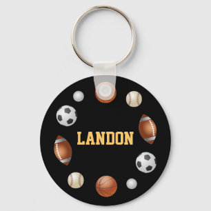Landon World of Sports Keychain - Black