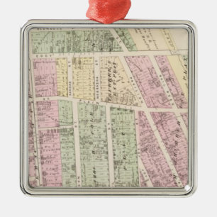 Landowners, store building maps metal ornament