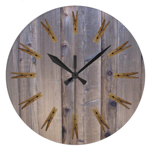 Landry room Clothespin Large Clock