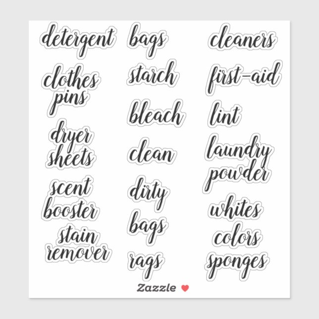 Landry Room Home Organization Script Label Sticker (Sheet)