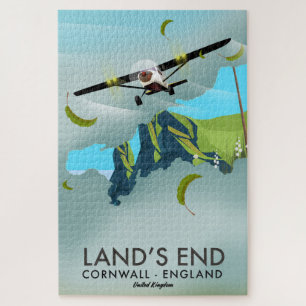 Land's End Cornwall Travel map poster Jigsaw Puzzle