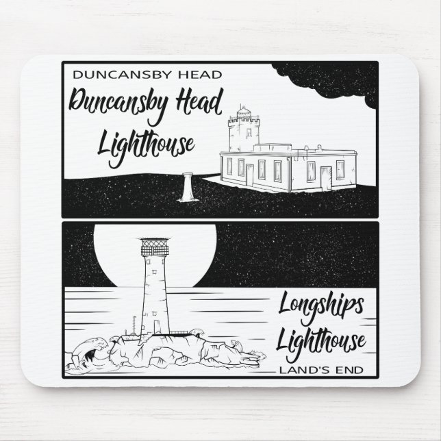 Land's End John o' groats lighthouses Mouse Pad (Front)