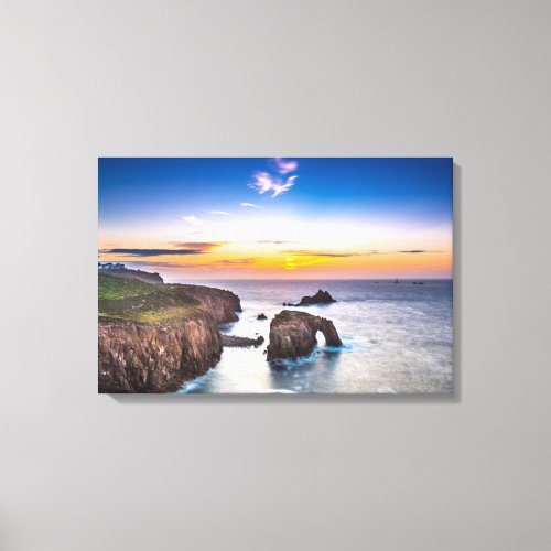 Lands End Sunset Enys Dodnan Armed Knight Cornwall Canvas Print