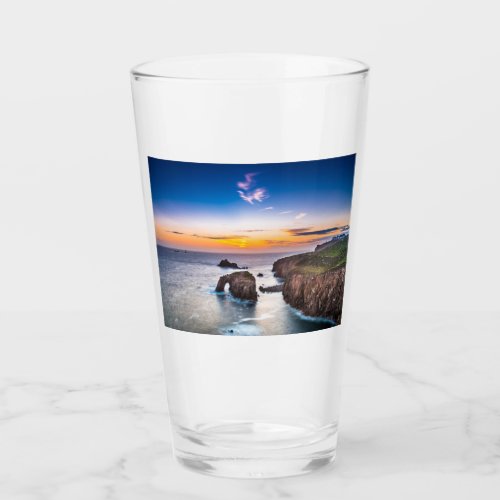 Lands End Sunset Enys Dodnan Armed Knight Cornwall Glass