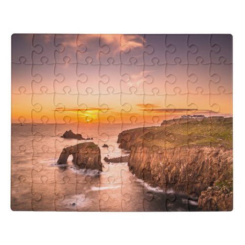 Lands End Sunset Enys Dodnan Armed Knight Cornwall Jigsaw Puzzle